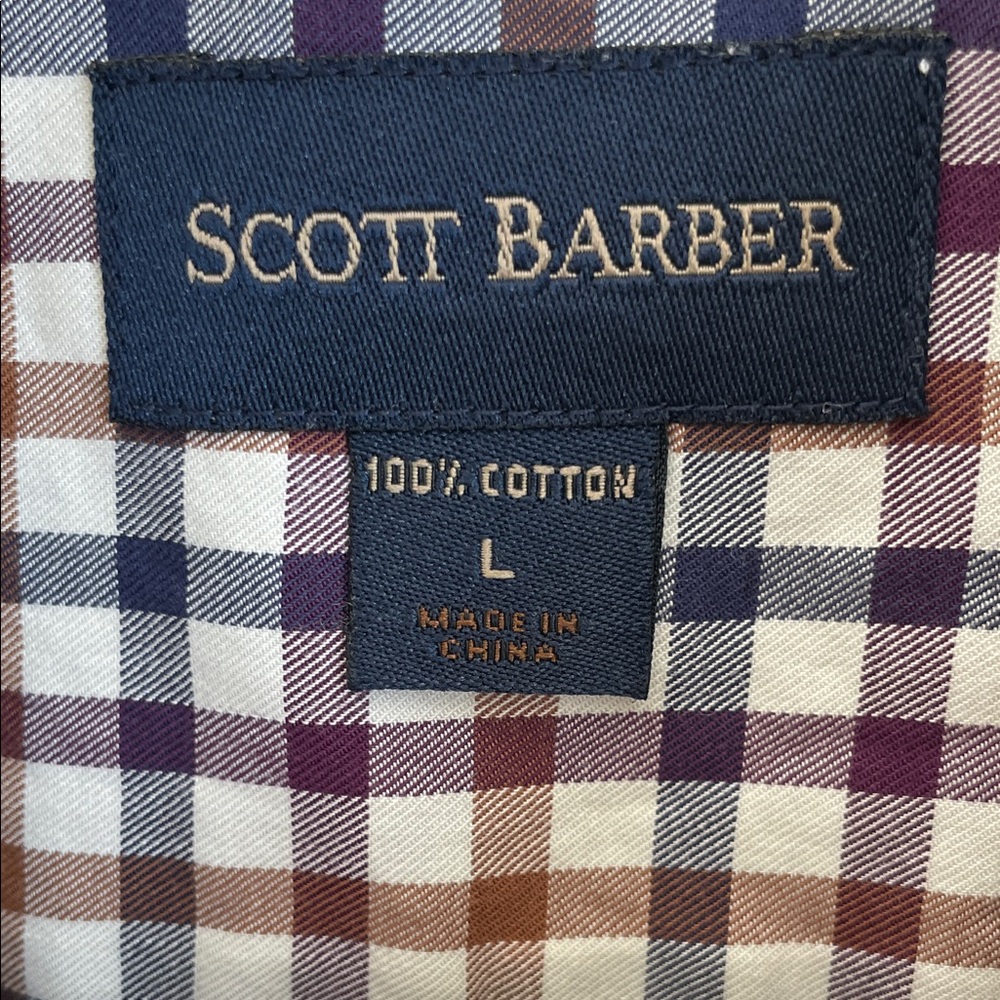 SCOTT BARBER Men's Checkered Button Down Shirt • Large - Picture 2 of 8